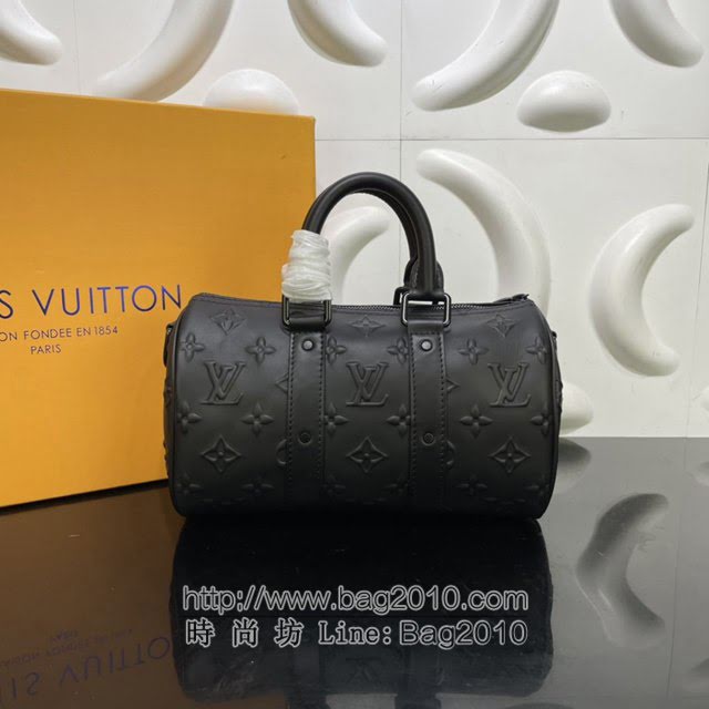 Louis Vuitton新款包包 M57960 路易威登Keepall XS手袋 Monogram压纹皮革 LV黑色枕头包手提肩背斜挎包  ydh4214